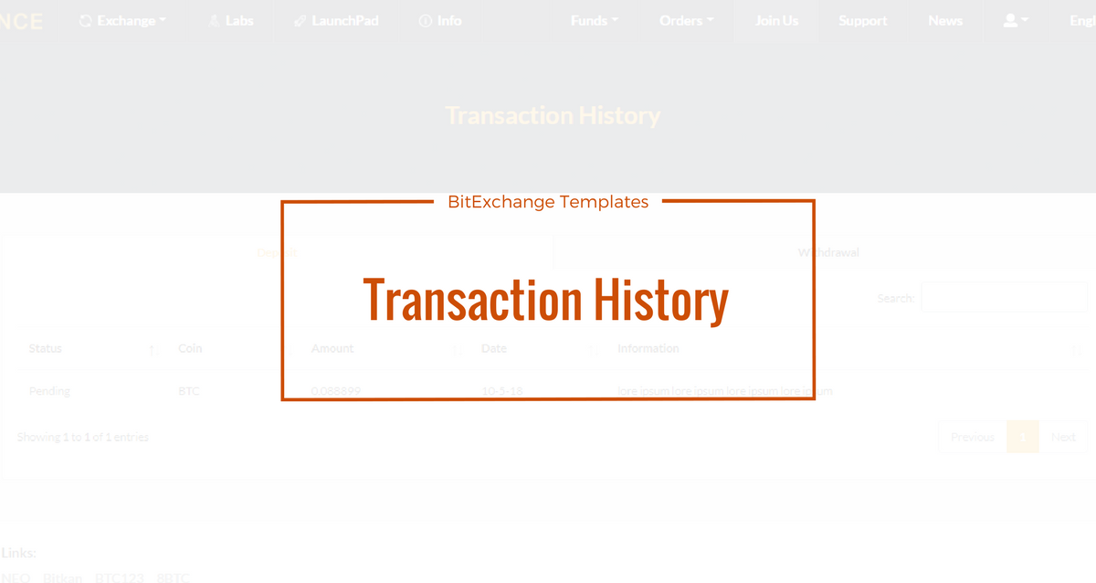 Bitcoin Exchange Template